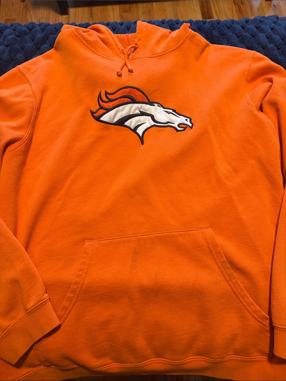 NFL Orange Denver Broncos Pullover Hoodie with Embroidered Logo